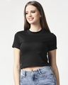 Shop Women's Black Slim Fit Crop Top-Front