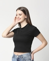 Shop Women's Black Slim Fit Crop Top-Design