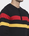 Shop Men's Black Striped Henley Flat Knit Sweater-Full