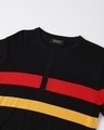 Shop Men's Black Striped Henley Flat Knit Sweater