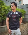 Shop Black Insane Chest Printed Half Sleeves T-Shirt-Front