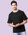 Shop Black Interlock Half Sleeve T-Shirt-Front