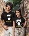 Shop Pack of 2 Black Introvert and Extrovert Graphic Printed Cotton T-shirt-Front