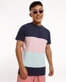 Shop Men's Blue Color Block Plus Size T-shirt-Front