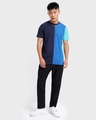 Shop Men's Black Iris & Blue Color Block T-shirt-Full