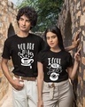 Shop Pack of 2 Black Latte and Tea Love Typography Cotton T-shirt-Front