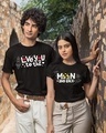 Shop Pack of 2 Black Love You To The Moon and Back Typography Cotton T-shirt-Front