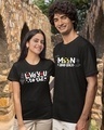 Shop Pack of 2 Black Love You To The Moon and Back Typography Cotton T-shirt-Full