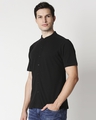 Shop Black Mandarin Collar Half Sleeve Shirt-Design