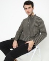 Shop Men's Black Mandarin Collar Straight Relaxed Fit Short Kurta-Front
