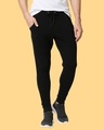 Shop Black Men's Plain Casual Jogger With Elastic at Ankle-Front