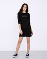 Shop Black Minimal 3/4th Sleeve T-Shirt Dress-Design