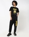 Shop Men's Black Minion Logo Typography Joggers-Full