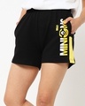 Shop Black Minion Logo Shorts-Front
