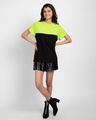 Shop Black-Neon Green 90's Vibe Boyfriend Panel T-Shirt-Full