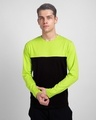 Shop Black & Neon Green 90's Vibe Panel T-Shirt-Front