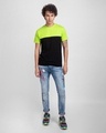 Shop Black & Neon Green 90's Vibe Panel T-Shirt-Full