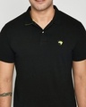 Shop Black-Neon Lime Contrast Collar Pique Polo T-Shirt