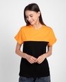 Shop Black-Neon Orange 90's Vibe Boyfriend Panel T-Shirt-Front