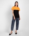 Shop Black-Neon Orange 90's Vibe Boyfriend Panel T-Shirt-Full