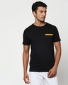 Shop Black-Neon Orange Contrast Bone Pocket T-Shirt-Front