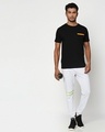 Shop Black-Neon Orange Contrast Bone Pocket T-Shirt-Full