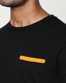 Shop Black-Neon Orange Contrast Bone Pocket T-Shirt