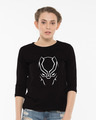 Shop Black Panther Minimal Glow In Dark Round Neck 3/4th Sleeve T-Shirt (AVL) -Front