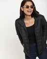 Shop Women's Black Relaxed Fit Plus Size Puffer Jacket-Front