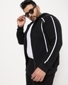 Shop Men's Black Color Block Oversized Plus Size Zipper Hoodie-Front