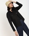 Shop Women's Black Plus Size Denim Jacket-Front