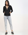 Shop Women's Black Plus Size Zipper Hoodie-Full