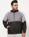 Shop Men's Black Color Block Plus Size Windcheater Jackets-Front