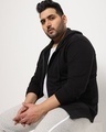 Shop Men's Black Plus Size Zipper Hoodie-Front