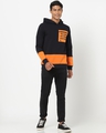 Shop Men's Black & Orange Typography Hoodie-Full