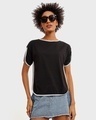 Shop Women's Black & Grey Tape T-shirt-Front