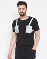 Shop Black Reflective Chest Pocket Taped T-Shirt-Front