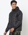 Shop Men's Black & Olive Reversible Puffer Jacket-Front