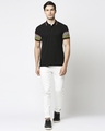 Shop Black Sleeves Stripe Polo T-Shirt