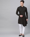 Shop Black Solid Asymmetrical Kurta With Pyjama-Front