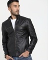 Shop Men's Black Leather Jacket-Front
