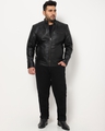 Shop Men's Black Plus Size PU Jacket-Full