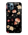 Shop Black Spring Floral Premium Glass Case for Apple iPhone 12 Pro Max (Shock Proof, Scratch Resistant)-Front