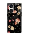 Shop Black Spring Floral Premium Glass Case for Oppo Reno8T 5G (Shock Proof, Scratch Resistant)-Front