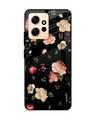 Shop Black Spring Floral Premium Glass Case for Redmi Note 12 (Shock Proof, Scratch Resistant)-Front