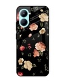 Shop Black Spring Floral Printed Premium Glass Case for Realme C33 (Shock Proof,Scratch Resistant)-Front