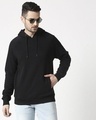 Shop Black Stylised Panel Hoodie Sweat Shirt-Front