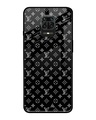 Shop Black Symbolic Pattern Printed Glass Back Case for Xiaomi Redmi Note 9 Pro Max-Front