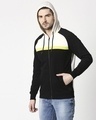 Shop Black Three Block Zipper Hoodie Sweatshirt-Design