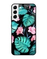 Shop Leaves & Flowers Printed Premium Glass Cover for Samsung Galaxy S22 5G (Shock Proof, Lightweight)-Front